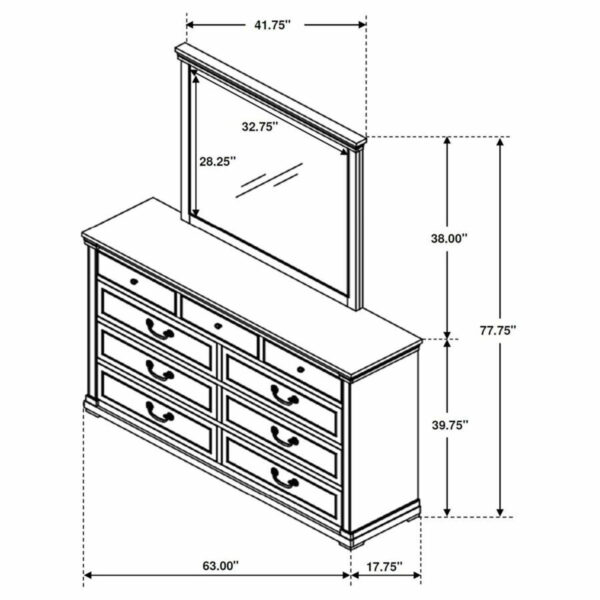 Hillcrest - 9-drawer Dresser With Mirror - Dark Rum And White - Image 8