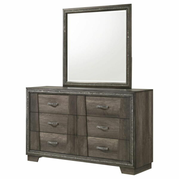 Janine - 6-Drawer Dresser With Mirror - Grey - Image 9
