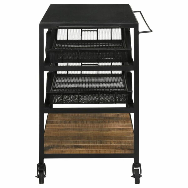 Evander - Accent Storage Cart With Casters - Natural And Black - Image 2
