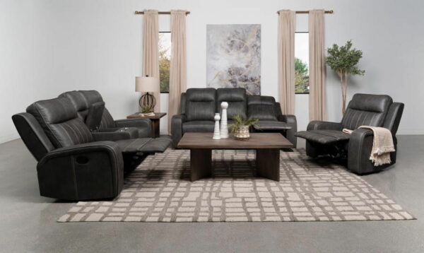 Raelynn - Upholstered Motion Reclining Loveseat - Grey - Image 2