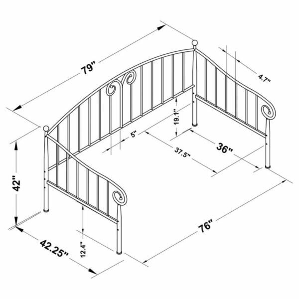 Grover - Twin Metal DayBed - Black - Image 3
