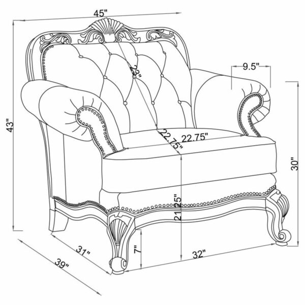 Victoria - Rolled Arm Chair - Tri-Tone And Brown - Image 4