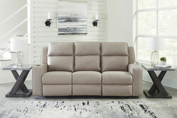 Lavenhorne - Pebble - Rec Sofa W/Drop Down Table - Image 8