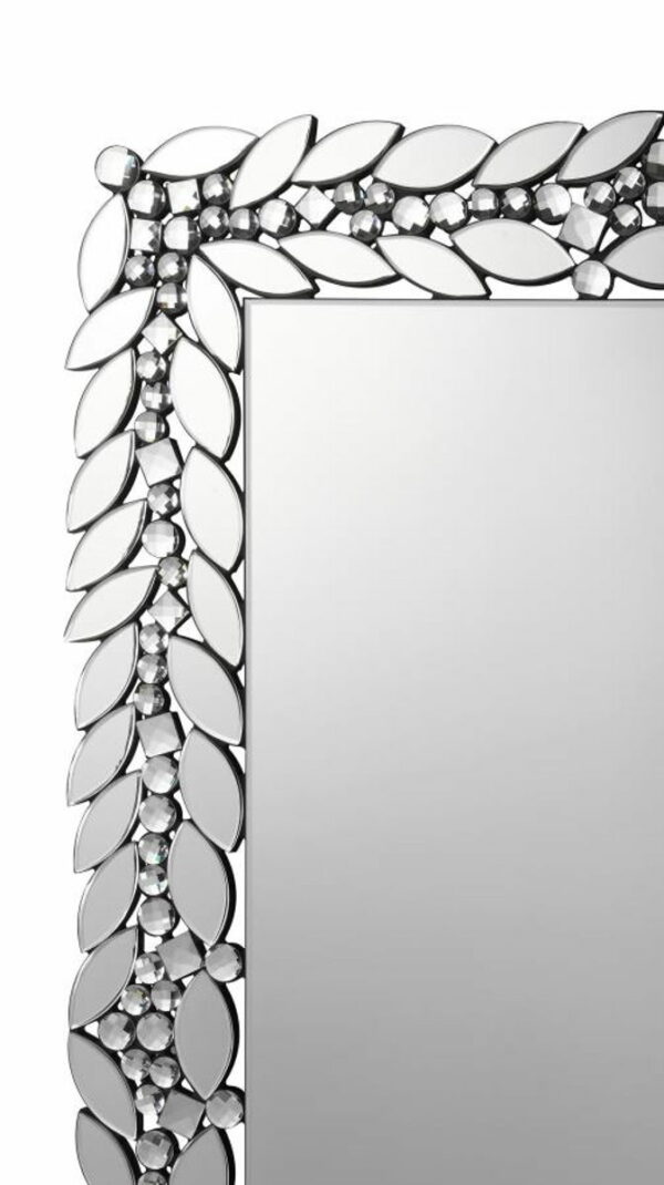 Cecily - Rectangular Leaves Frame Wall Mirror Faux Crystal - Image 4
