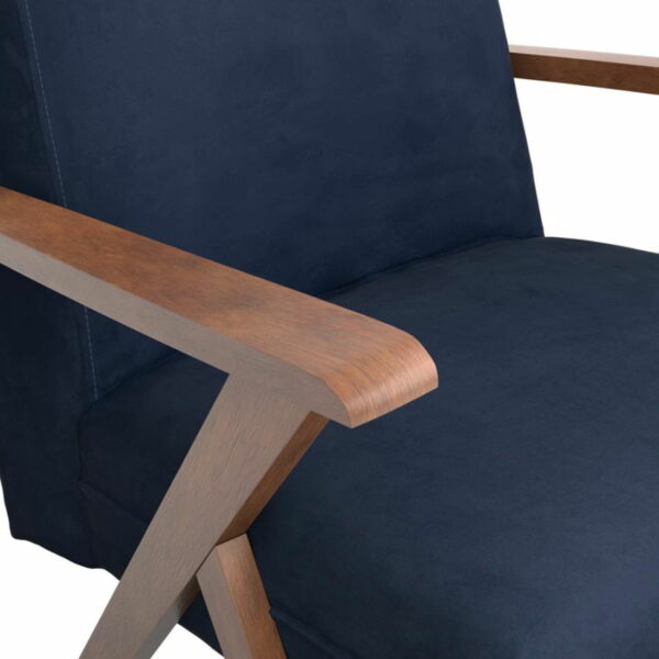 Cheryl - Wooden Arms Accent Chair - Dark Blue And Walnut - Image 2