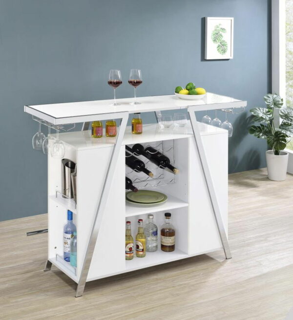 Araceli - Home Bar - White And Chrome - Image 6