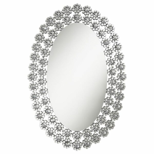 Colleen - Oval Wall Mirror With Faux Crystal Blossoms - Image 6