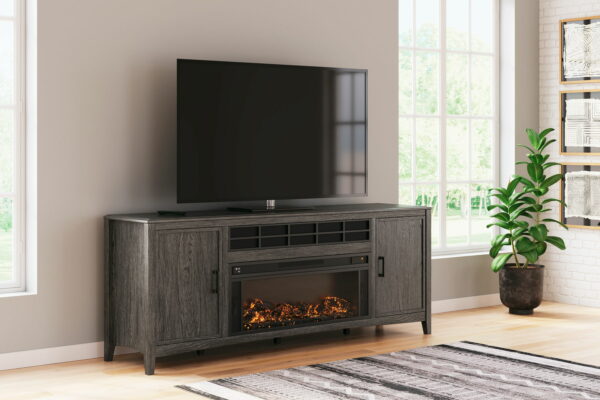 Montillan - Grayish Brown - 84" TV Stand With Electric Fireplace - Image 7