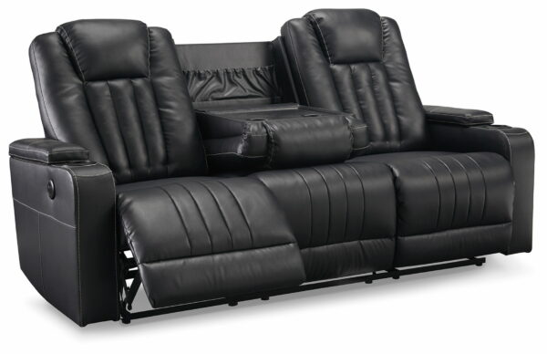 Center Point - Black - Rec Sofa W/Drop Down Table - Image 5