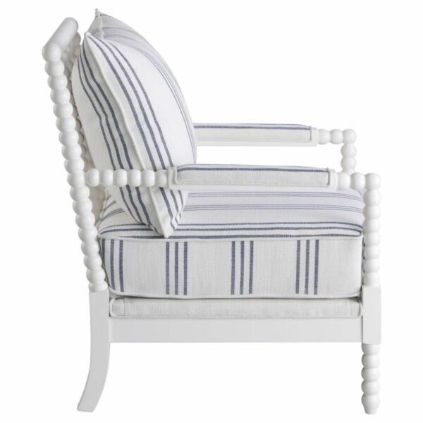 Blanchett - Upholstered Accent Chair With Spindle Accent - White And Navy - Image 5