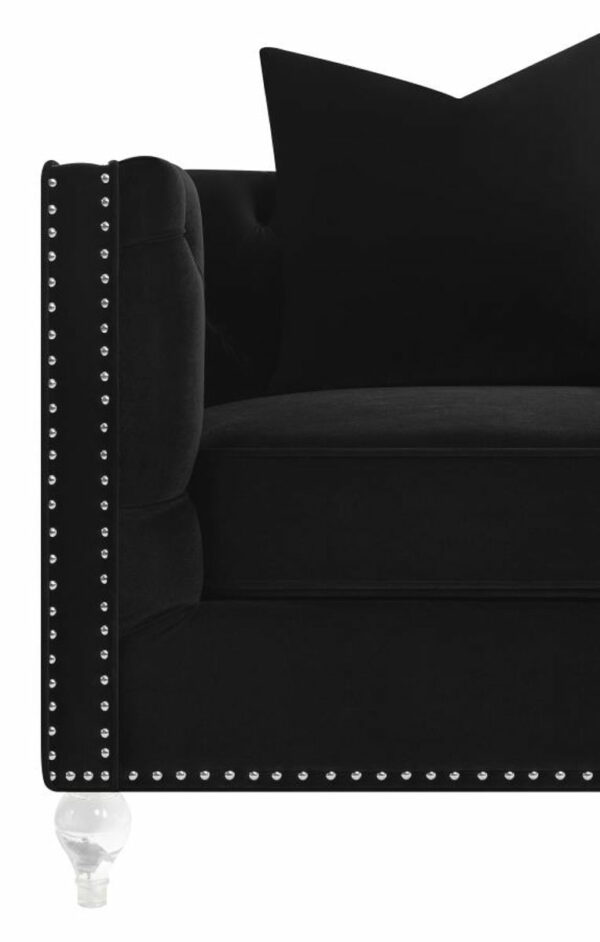 Delilah - Upholstered Tufted Tuxedo Arm Sofa - Black - Image 7