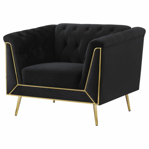 Holly - Tuxedo Arm Tufted Back Chair - Black - Image 6