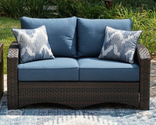 Windglow - Blue / Brown - Loveseat With Cushion - Image 4