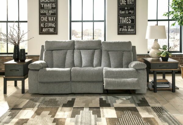 Mitchiner - Fog - Rec Sofa W/Drop Down Table - Image 11