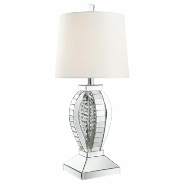Klein - Table Lamp With Drum Shade - White And Mirror - Image 2