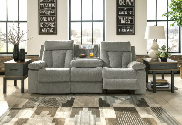 Mitchiner - Fog - Rec Sofa W/Drop Down Table - Image 8