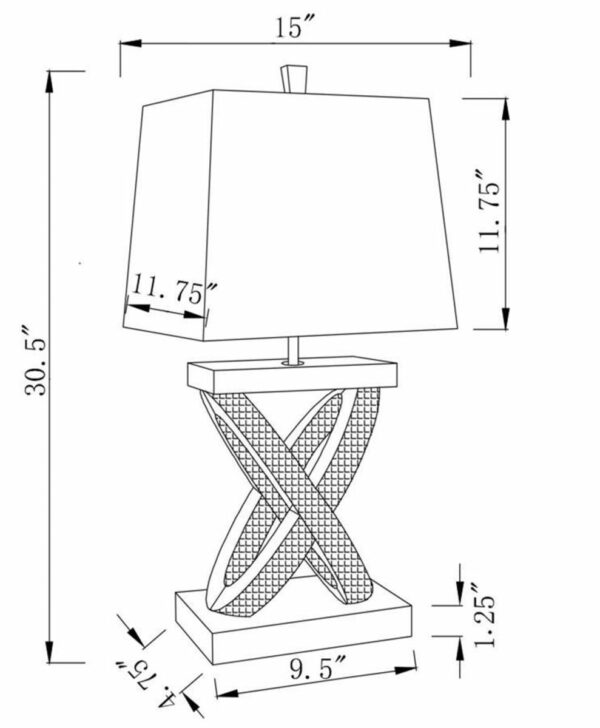 Dominick - Table Lamp With Rectange Shade - White And Mirror - Image 5