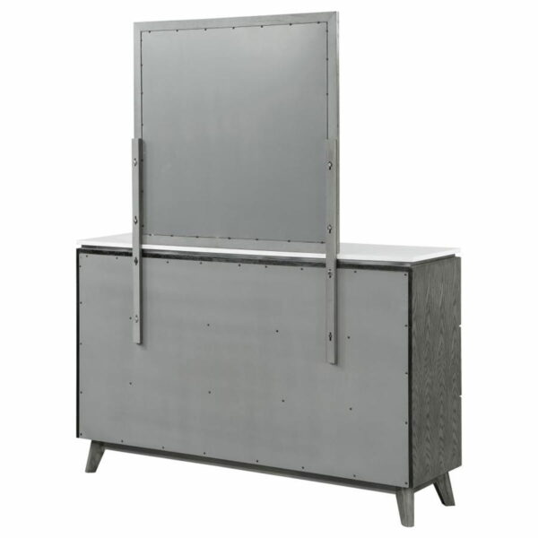 Nathan - 6-drawer Dresser With Mirror - White Marble And Grey - Image 14