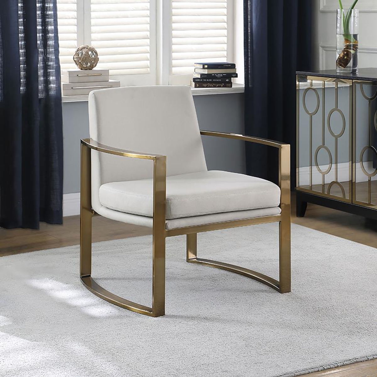 Cory - Concave Metal Arm Accent Chair - Cream And Bronze - Image 2