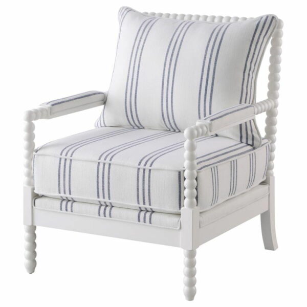 Blanchett - Upholstered Accent Chair With Spindle Accent - White And Navy - Image 9