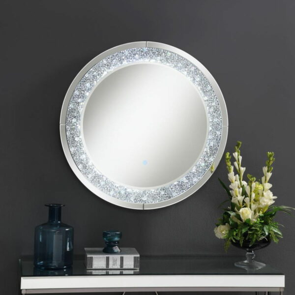 Lixue - Round Wall Mirror With Led Lighting - Silver - Image 2