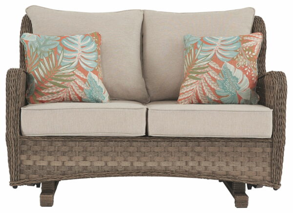 Clear Ridge - Light Brown - Loveseat Glider W/Cushion - Image 3