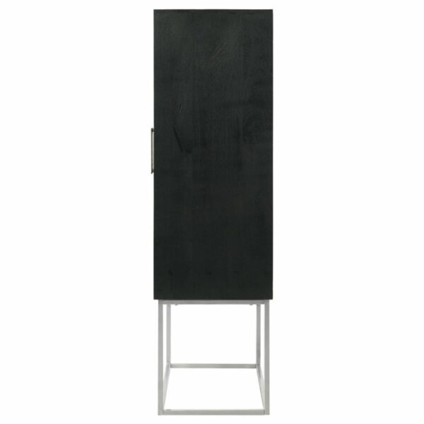 Borman - 2-Door Bar Cabinet Wine Storage - Walnut And Black - Image 3