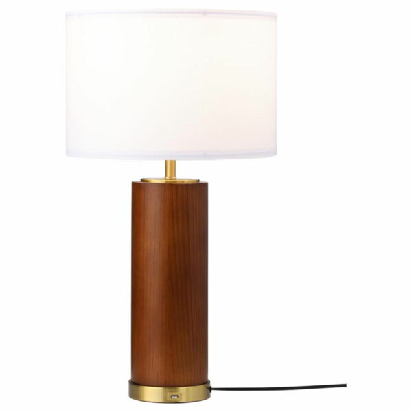 Aziel - Drum Shade Bedside Table Lamp - Cappuccino And Gold - Image 2