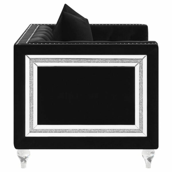 Delilah - Upholstered Tufted Tuxedo Arm Chair - Black - Image 4