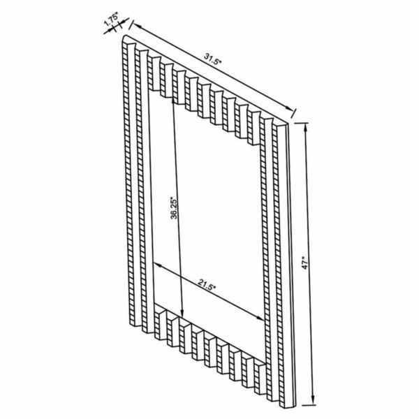 Aideen - Rectangular Wall Mirror With Vertical Stripes Of Faux Crystals - Image 4