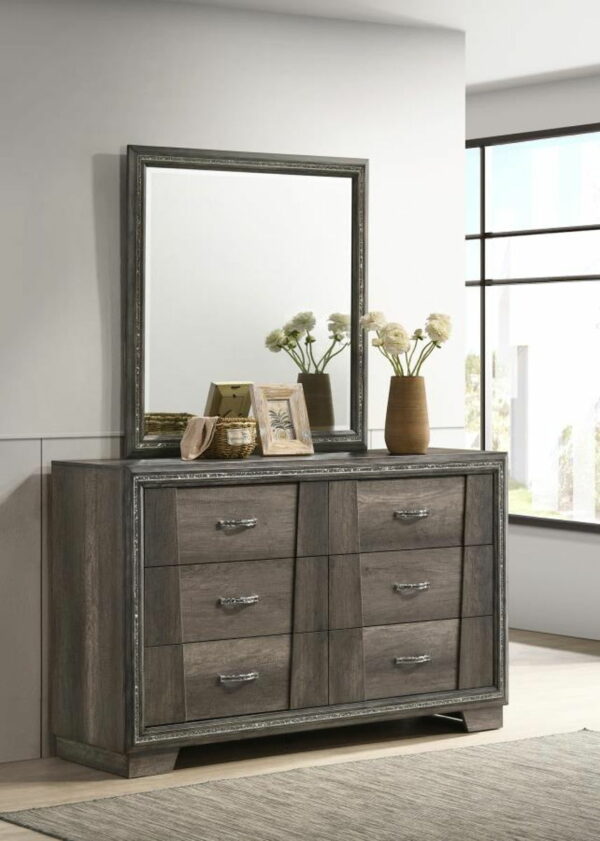 Janine - 6-Drawer Dresser With Mirror - Grey - Image 4