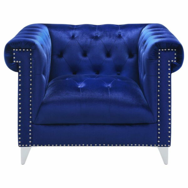 Bleker - Tufted Tuxedo Arm Chair - Blue - Image 2