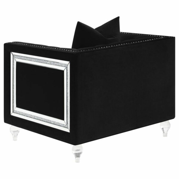 Delilah - Upholstered Tufted Tuxedo Arm Chair - Black - Image 9