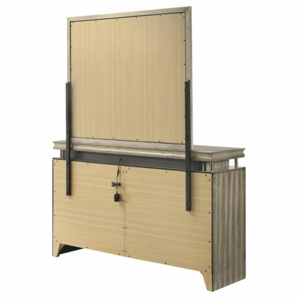 Giselle - 8-Drawer Bedroom Dresser With Mirror With LED - Rustic Beige - Image 11