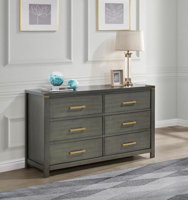 Kieran - 6-Drawer Bedroom Dresser - Gray - Image 5