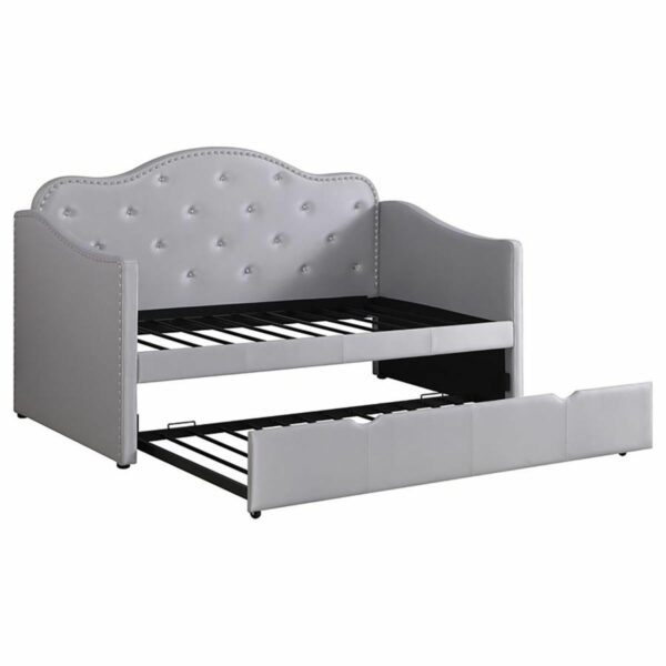 Elmore - Upholstered Twin Daybed With Trundle - Pearlescent Gray - Image 2