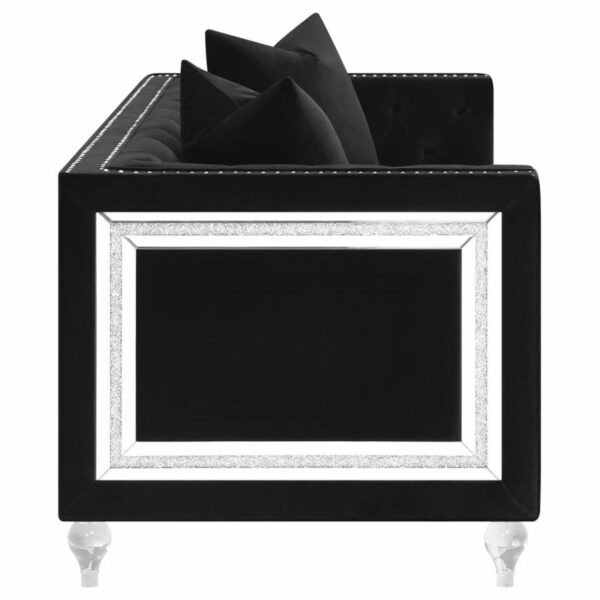 Delilah - Upholstered Tufted Tuxedo Arm Loveseat - Black - Image 7