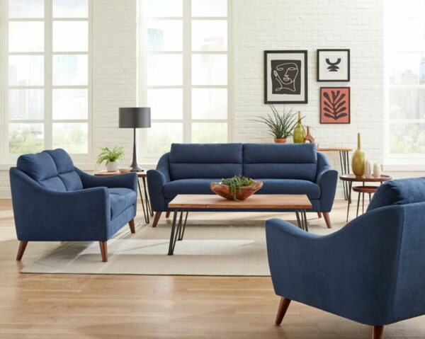 Gano - Sloped Arm Upholstered Chair - Navy Blue - Image 9