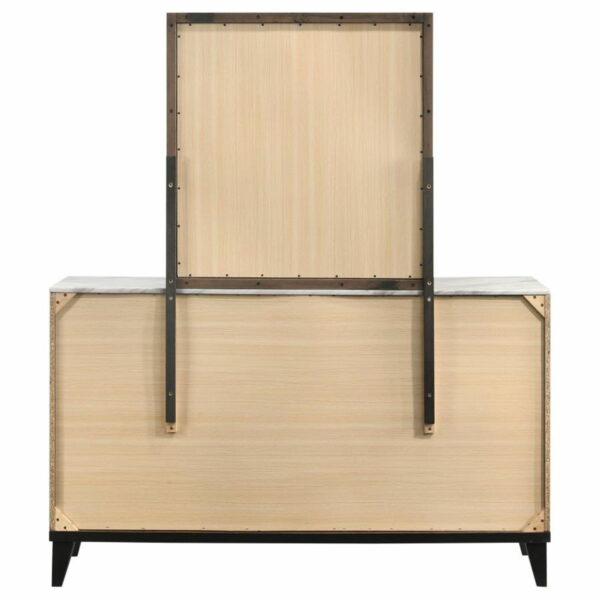 Mays - 6-Drawer Dresser With Mirror With Faux Marble Top - Walnut Brown - Image 5