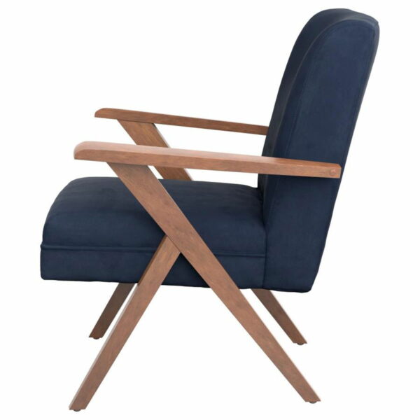 Cheryl - Wooden Arms Accent Chair - Dark Blue And Walnut - Image 11