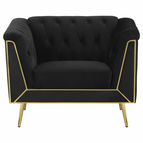 Holly - Tuxedo Arm Tufted Back Chair - Black - Image 11