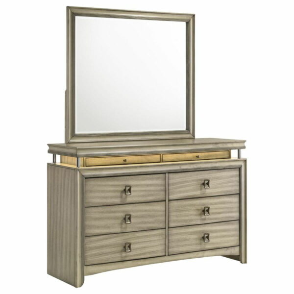 Giselle - 8-Drawer Bedroom Dresser With Mirror With LED - Rustic Beige - Image 10