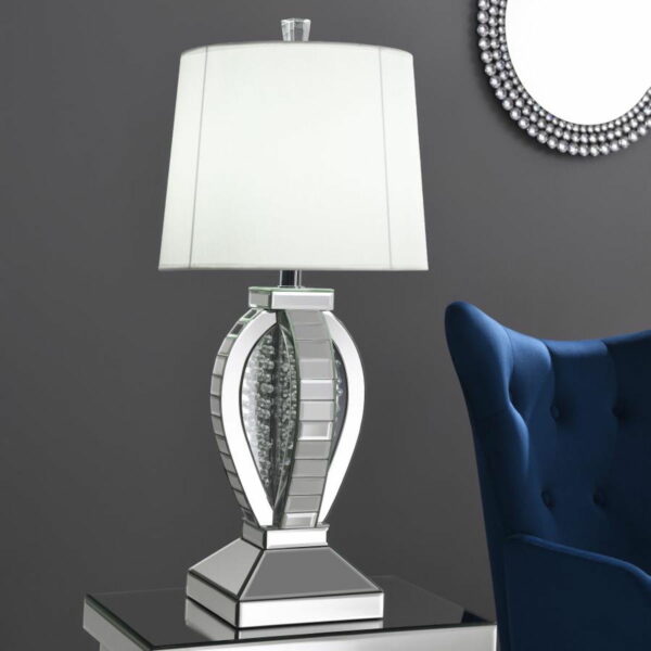 Klein - Table Lamp With Drum Shade - White And Mirror - Image 7