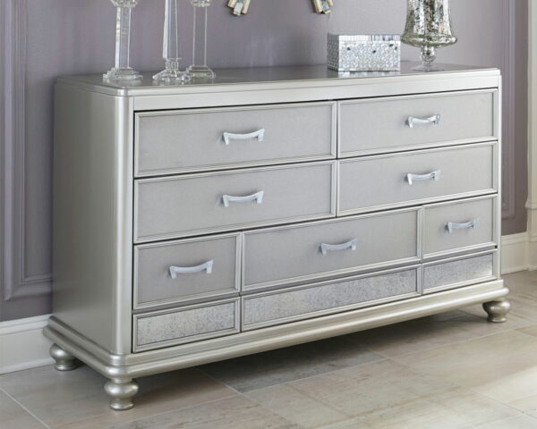 Coralayne - Silver - Dresser, Mirror With Arched Cap Rail - Image 2