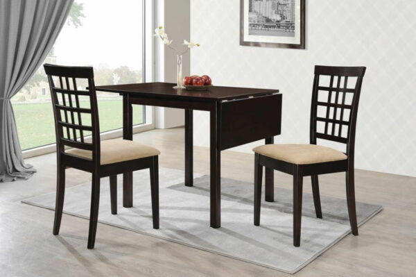 Kelso - 3 Piece Drop Leaf Dining Set - Cappuccino And Tan - Image 2