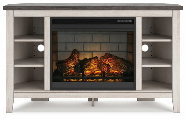 Dorrinson - Corner TV Stand With Fireplace Insert - Image 9
