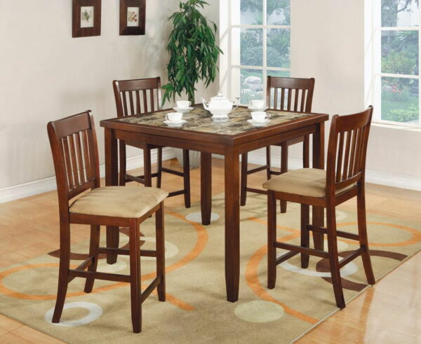 Jardin - 5 Piece Counter Height Dining Set - Red Brown And Tan - Image 3