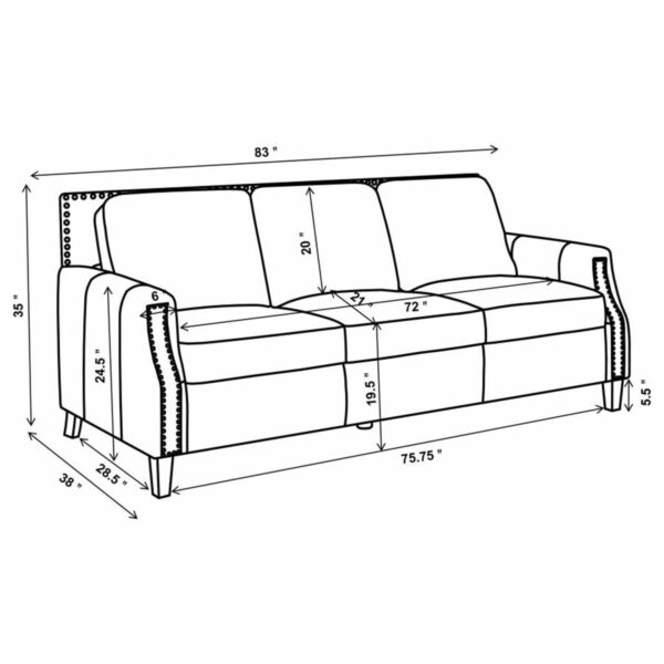 Leaton - Upholstered Recessed Arms Sofa - Brown Sugar - Image 8