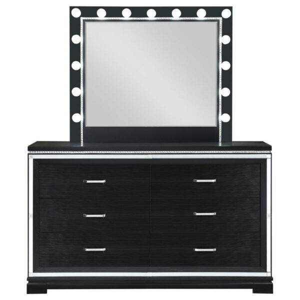Cappola - Rectangular 6-drawer Dresser With Mirror - Silver And Black - Image 2