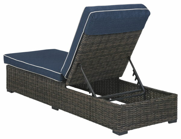 Grasson - Brown / Blue - Chaise Lounge With Cushion - Image 3